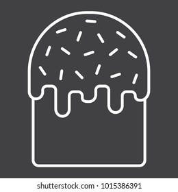 Easter cake line icon, easter and holiday, sweet sign vector graphics, a linear pattern on a black background, eps 10.