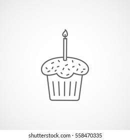 Easter Cake Line Icon On White Background