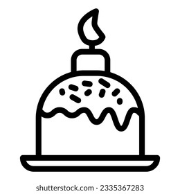 Pastel de Pascua en plato con el icono de la línea de velas. Postre tradicional paqueal con pictograma de estilo espolvoroso sobre fondo blanco. Panadería de Pascua para concepto móvil y diseño web. Gráficos vectoriales