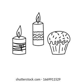 Easter cake. Outline drawing for coloring book
