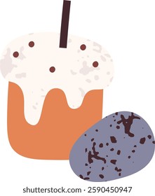 Easter Cake With Painted Egg Vector Illustration