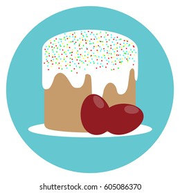 Easter cake and painted eggs to Orthodox Easter