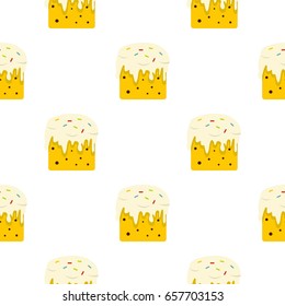 Easter cake pattern seamless background in flat style repeat vector illustration