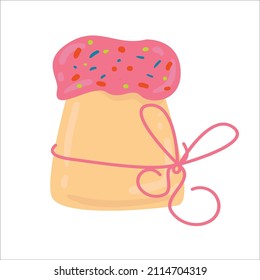 Easter cake with ribbon. Cute cartoon style