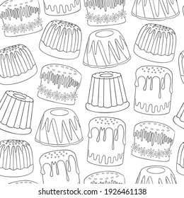Easter cake seamless pattern. Hand drawn vector illustration.