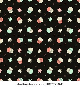 Easter cake seamless pattern. Vector illustration in flat cartoon style. Design for Easter, textiles, wrapping paper
