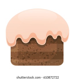 Easter cake with white icing topping isolated on white background. Homemade pie for spring holiday celebration, vector illustration of fresh bakery sweet biscuit in flat style cartoon design