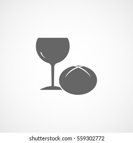Easter Cake And Wineglass Flat Icon On White Background