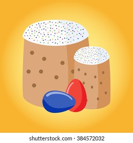 Easter cakes and eggs.
