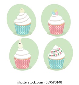 Easter cakes. Vector illustration.  Can be used in web design, printed on fabric/paper, as a background, or as an element in a composition.