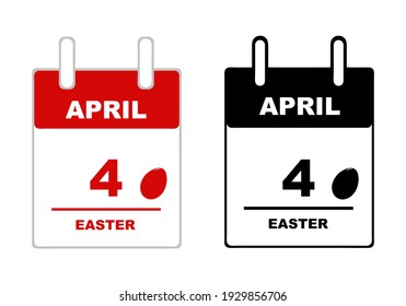 Easter calendar 2021 isolated on white