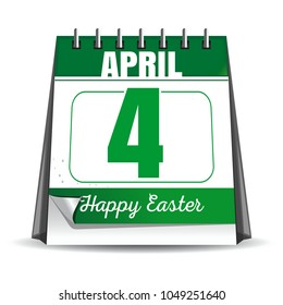 Easter calendar. Catholic Easter 2018. Desktop calendar with a festive date. April, 4. Vector illustration