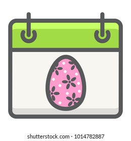 Easter calendar filled outline icon, easter and holiday, date sign vector graphics, a colorful line pattern on a white background, eps 10.