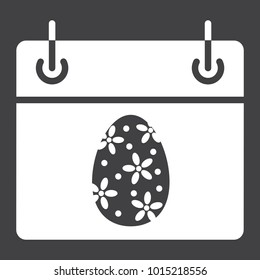 Easter calendar glyph icon, easter and holiday, date sign vector graphics, a solid pattern on a black background, eps 10.