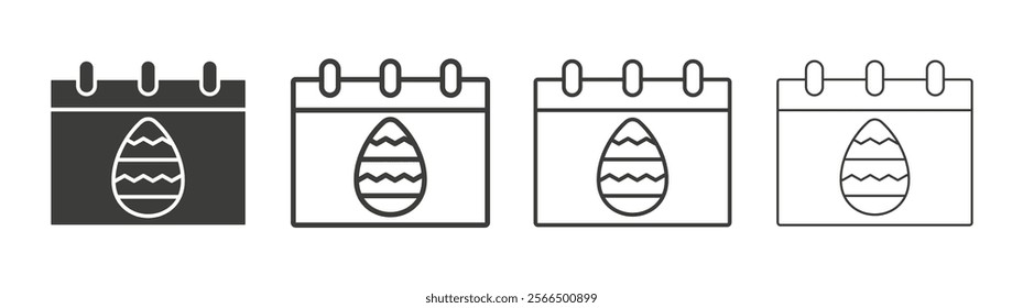 Easter calendar icon flat and linear vector illustration on white background.