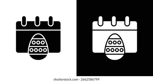 Easter calendar icon set in black glyph style. silhouette collection vector illustration.