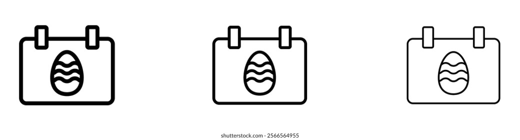 Easter calendar icon in tree different line stroke sizes.