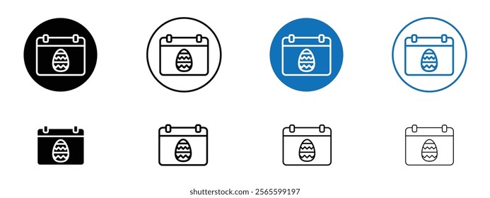 Easter calendar icons in black and blue colors