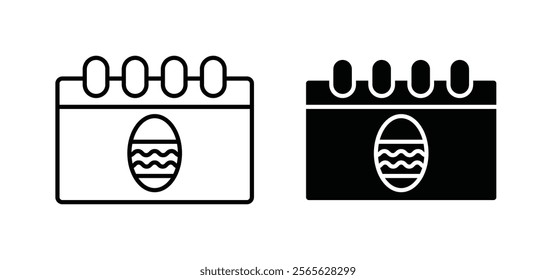 Easter calendar icons in black and white colors