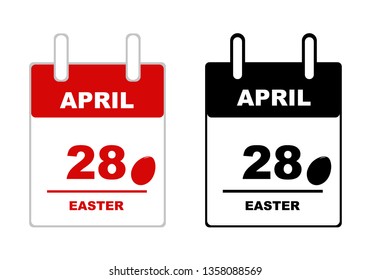 Easter calendar isolated on white	