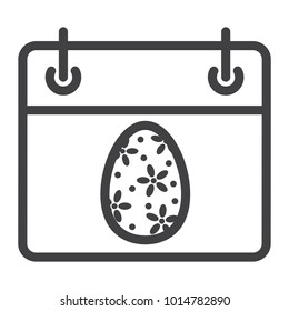 Easter calendar line icon, easter and holiday, date sign vector graphics, a linear pattern on a white background, eps 10.
