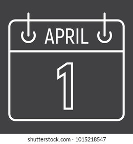 Easter calendar line icon, easter and holiday, date sign vector graphics, a linear pattern on a black background, eps 10.