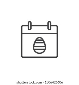 Easter calendar page with egg line icon. linear style sign for mobile concept and web design. Easter day calendar outline vector icon. Symbol, logo illustration. Pixel perfect vector graphics