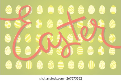 Easter Calligraphic Lettering with eggs pattern on the background