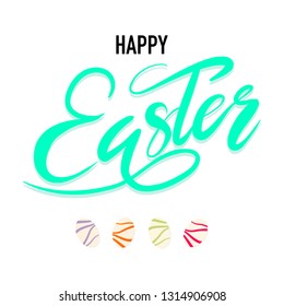 Easter calligraphy handwriting  and egg on white background , Vector illustration EPS 10