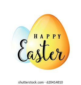 Easter calligraphy text. Easter eggs card vector illustration