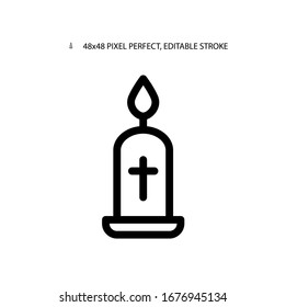 Icono de vela de Pascua e ilustración vectorial de línea simple.Trazo editable. 48x48 Pixel Perfecto.