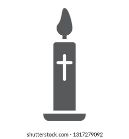Easter candle glyph icon, light and easter, flame sign, vector graphics, a solid pattern on a white background, eps 10.