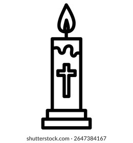 Easter candle icon outline set sign