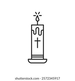 Easter candle icon Vector flat thin line illustration