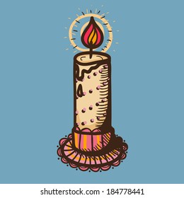 Easter candle. Sketch vector element for spring Easter design.