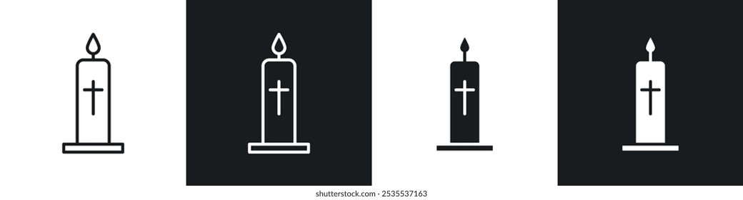 Easter candle vector icon set in black and white. EPS 10 illustration