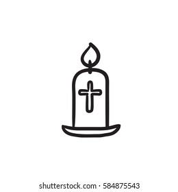 Easter candle vector sketch icon isolated on background. Hand drawn Easter candle icon. Easter candle sketch icon for infographic, website or app.