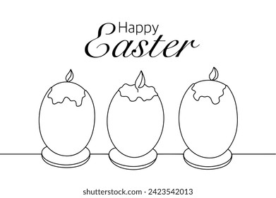 Easter candles in eggshells. Creative decor. Holiday illustration for different uses. Vector illustration. Images produced without the use of any form of AI software at any stage. 