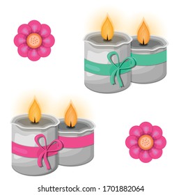 Easter candles with ribbons and bows