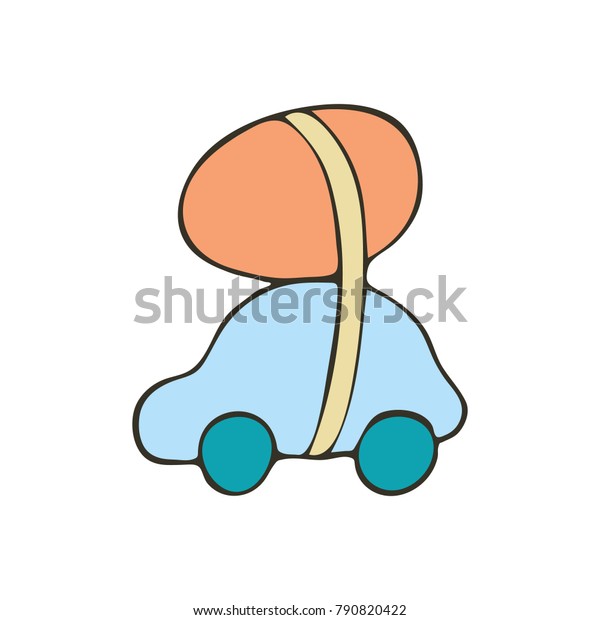Easter car - hand drawn ink \
illustration in vector eps10 format isolated on white\
background