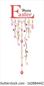 Easter card, background. Egg garland. Happy easter. Christ is risen. Vector illustration isolated on a white background.