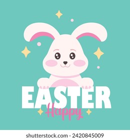 Easter card, banner, Easter flyer with hare and eggs