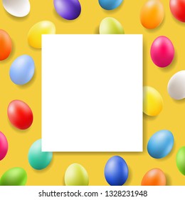 Tarjeta De Pascua Con Banner Con Malla Gradiente, Ilustración Vectorial