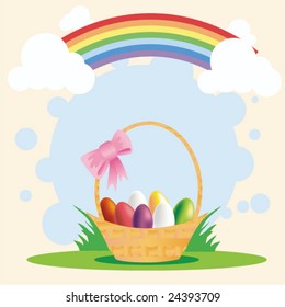 Easter Card. The basket with eggs.