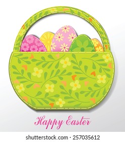 Easter card with Easter basket and eggs
