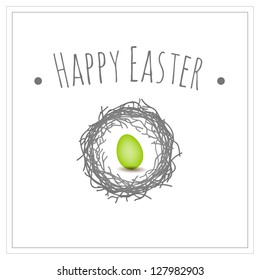 Easter card, bird nest and egg vector graphic design element
