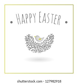 Easter card, bird nest vector graphic design