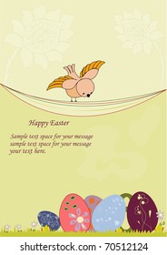 easter card with bird vector illustration