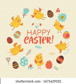 Easter card with birds and flowers
