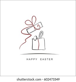 Easter card  with box and bunny